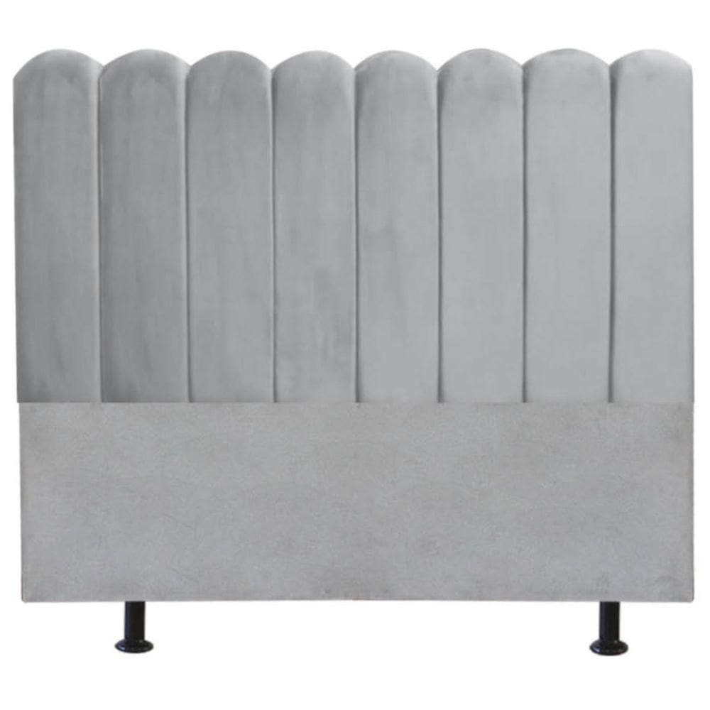 Cabeceira Estofada Cama Box King 195 Cm Maitê Suede Cor:cinza Claro