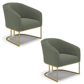 Poltrona Para Sala Industrial Dourado Kit 2 Stella Bouclê Menta D03 - D`rossi