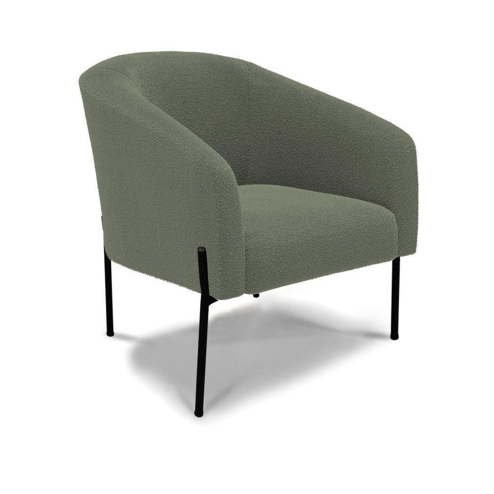 Poltrona Decorativa Pé De Ferro Preto Stella Bouclê Menta D03 - D`rossi