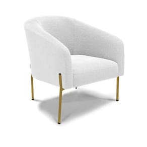 Poltrona Decorativa Pé De Ferro Dourado Stella Bouclê D03 - D`rossi Cor Off White