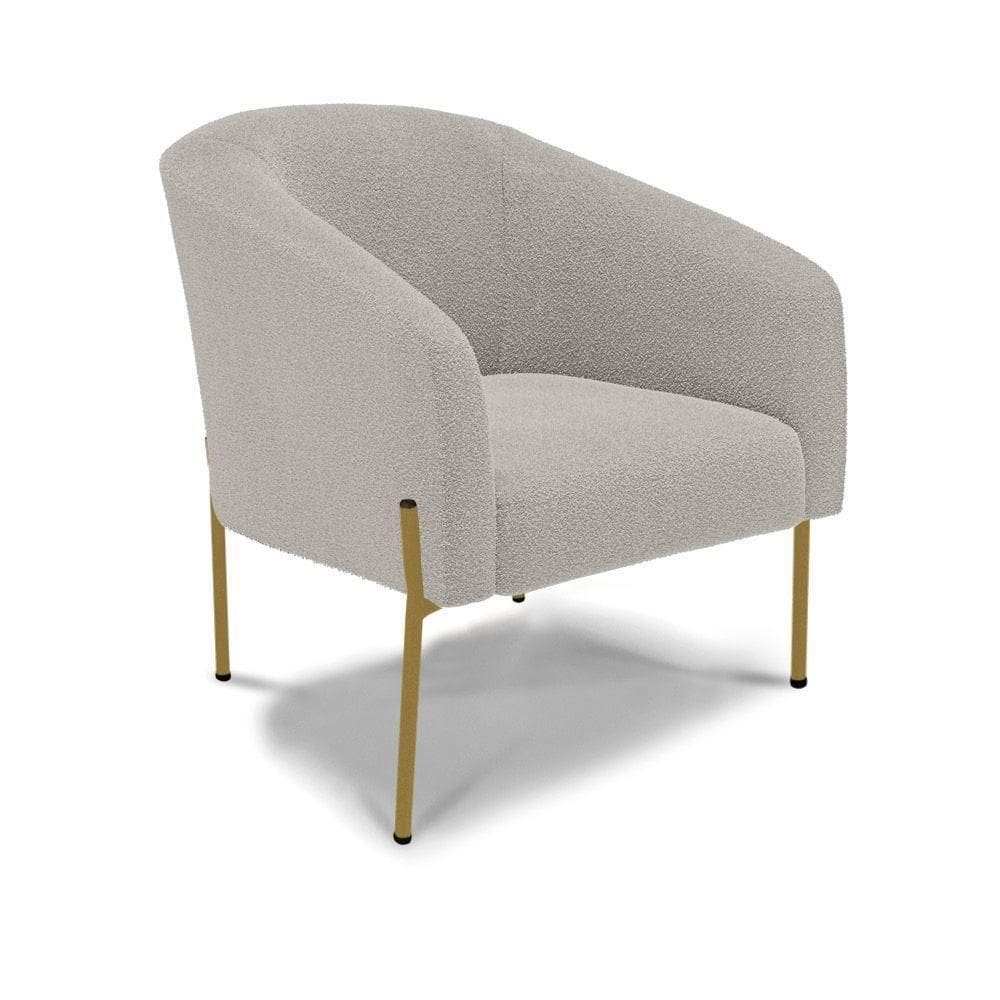 Poltrona Decorativa Pé De Ferro Dourado Stella Bouclê Cinza D03 - D`rossi