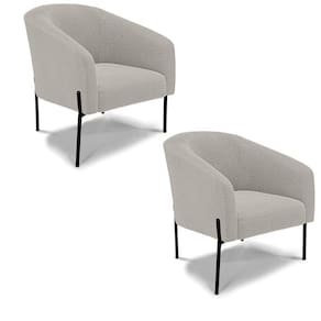 Poltrona Decorativa Pé De Ferro Preto Kit 2 Stella Bouclê Cinza D03 - D`rossi