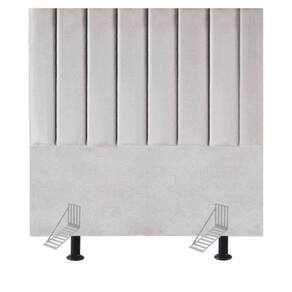 Cabeceira Estofada De Cama Casal Box 140 Cm Carolina Veludo E Frame Cor:cinza Claro