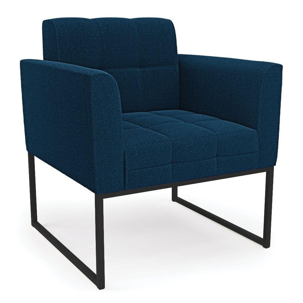 Poltrona Sala De Estar Industrial Preto Elisa Bouclê D03 - D`rossi Cor Azul
