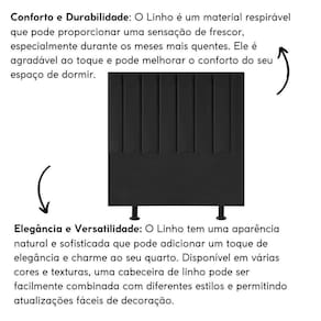 Cabeceira Estofada Cama Casal Box 140 Cm Carolina Linho E Frame Cor:preto