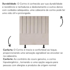 Cabeceira Cama Casal Box Queen Size 160 Cm Carolina Corino E Frame Cor:bege