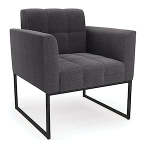 Poltrona Sala De Estar Industrial Preto Elisa Bouclê D03 - D`rossi Cor Grafite