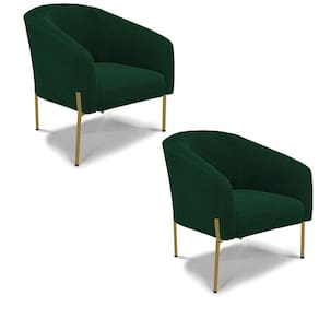 Poltrona Decorativa Pé Ferro Dourado Kit 2 Stella Bouclê D03 - D`rossi Cor Verde