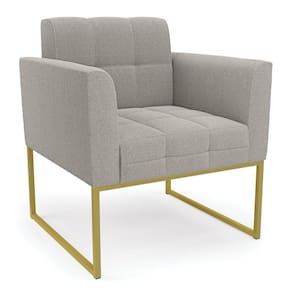 Poltrona Sala De Estar Industrial Dourado Elisa Bouclê D03 - D`rossi Cor Cinza