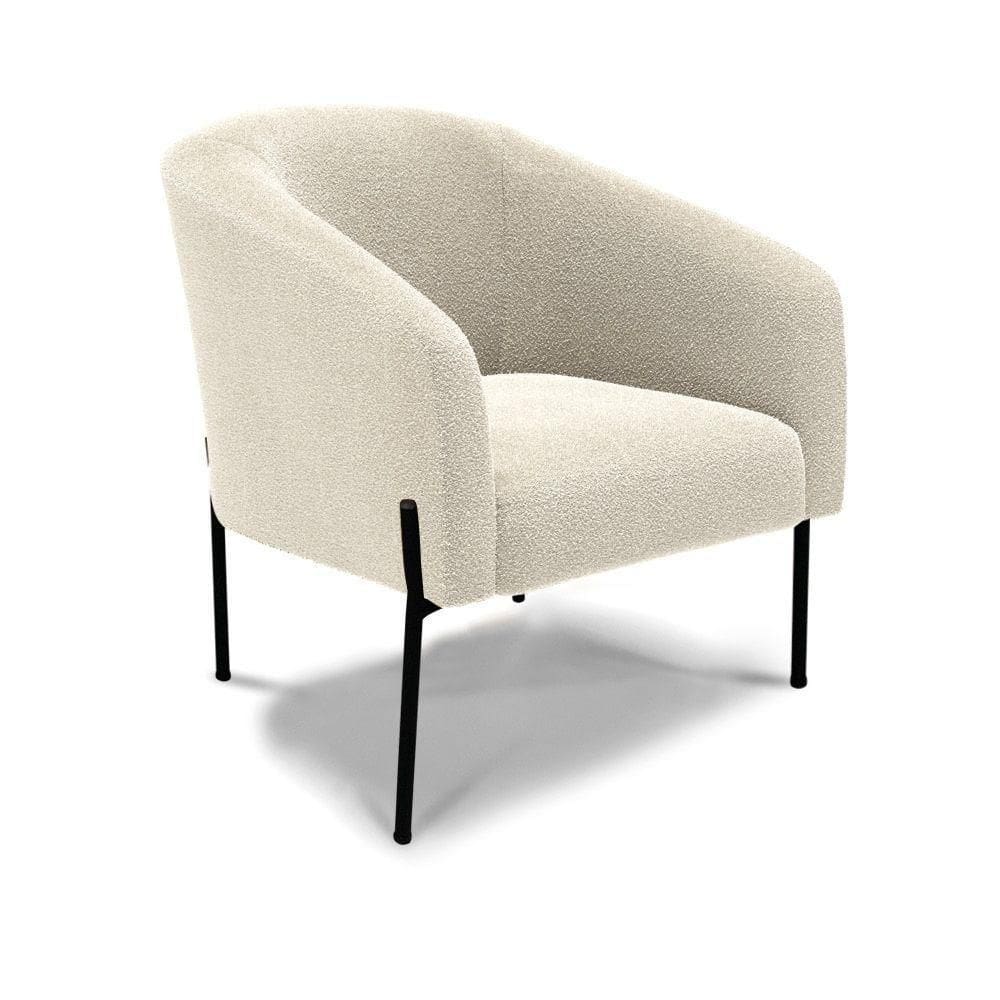 Poltrona Decorativa Pé De Ferro Preto Stella Bouclê Bege D03 - D`rossi