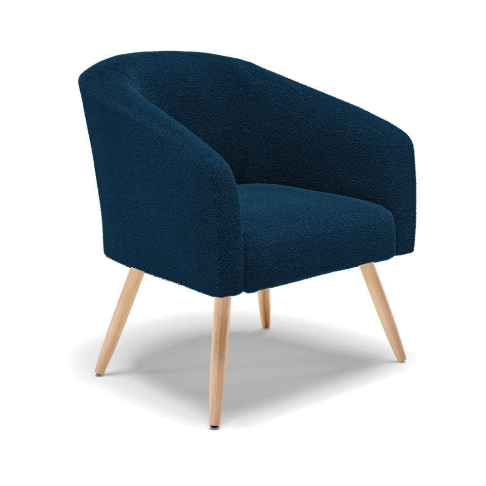 Poltrona Decorativa Pé Palito Natural Kit 2 Stella Bouclê Azul D03 - D`rossi