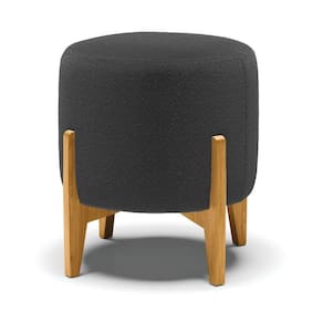 Puff Banqueta Decorativo Base Madeira Stella Bouclê P01 - D`rossi Cor Grafite