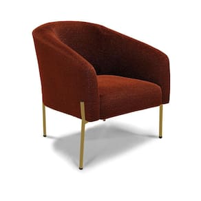 Poltrona Decorativa Pé De Ferro Dourado Stella Bouclê D03 - D`rossi Cor Terra