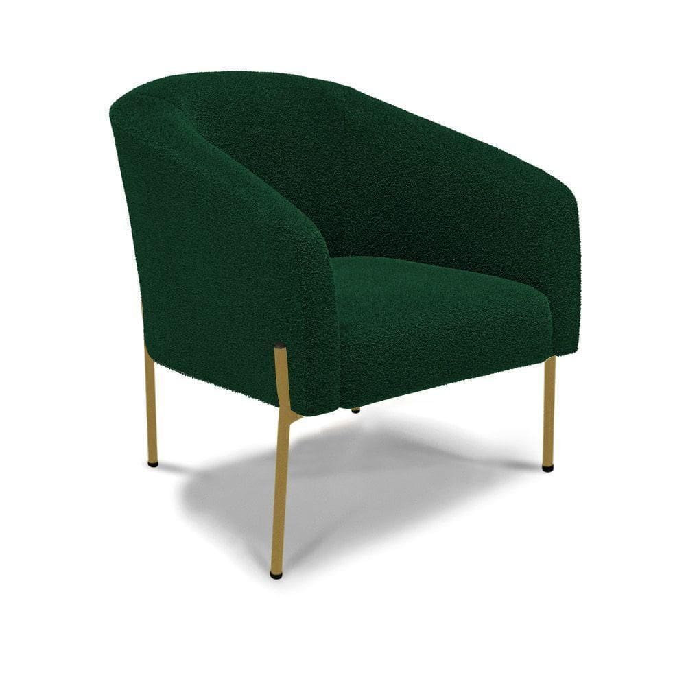 Poltrona Decorativa Pé De Ferro Dourado Stella Bouclê D03 - D`rossi Cor Verde