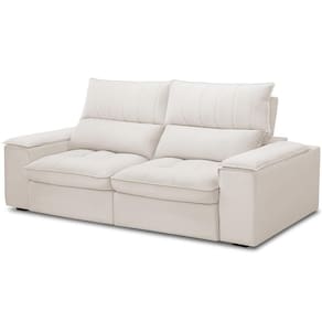 Sofá Retrátil Reclinável Para Sala De Estar Living 210cm Nápoles F04 Bouclê Cru - Lyam Decor