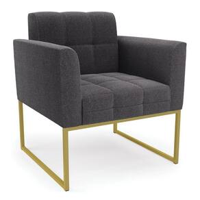 Poltrona Sala De Estar Industrial Dourado Elisa Bouclê D03 - D`rossi Cor Grafite