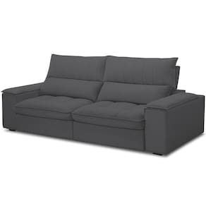 Sofá Retrátil Reclinável Para Sala De Estar Living 230cm Nápoles F04 Bouclê Grafite - Lyam Decor