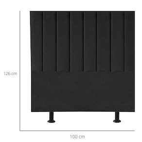 Cabeceira Estofada Cama Solteiro Box 100 Cm Carolina Veludo E Frame Cor:preto