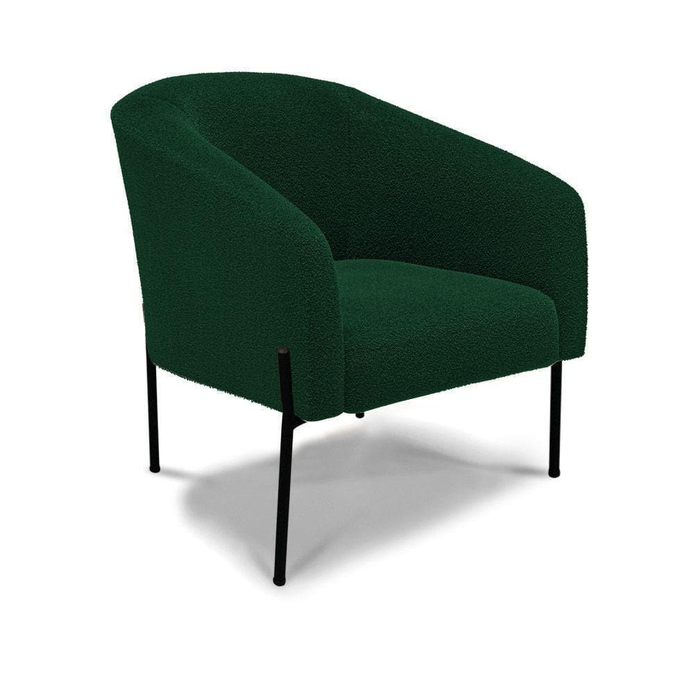 Poltrona Decorativa Pé De Ferro Preto Stella Bouclê D03 - D`rossi Cor Verde