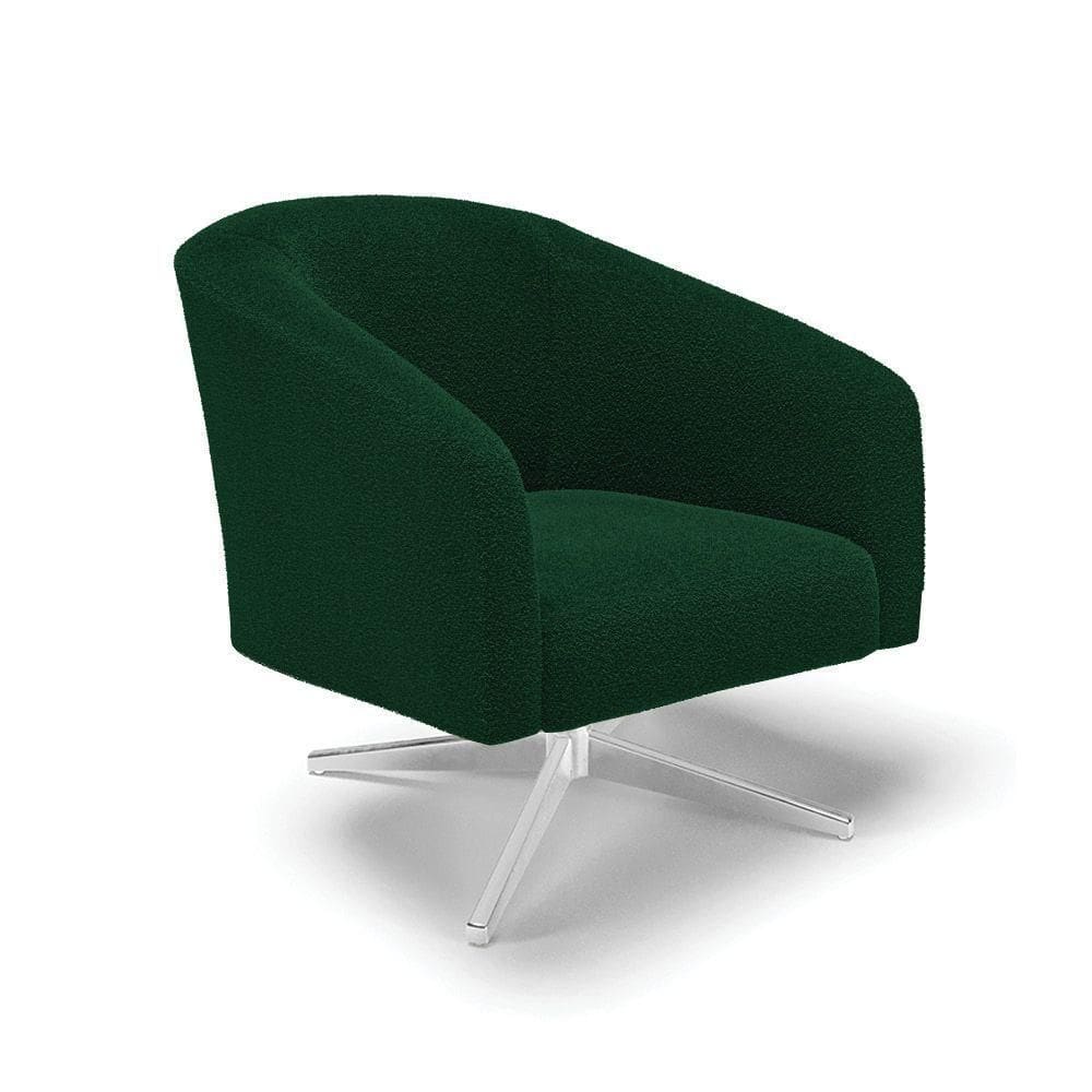 Poltrona Decorativa Base Giratória Cromada Stella Bouclê Verde D03 - D`rossi