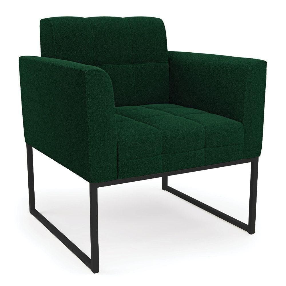 Poltrona Sala De Estar Industrial Preto Elisa Bouclê Verde D03 - D`rossi