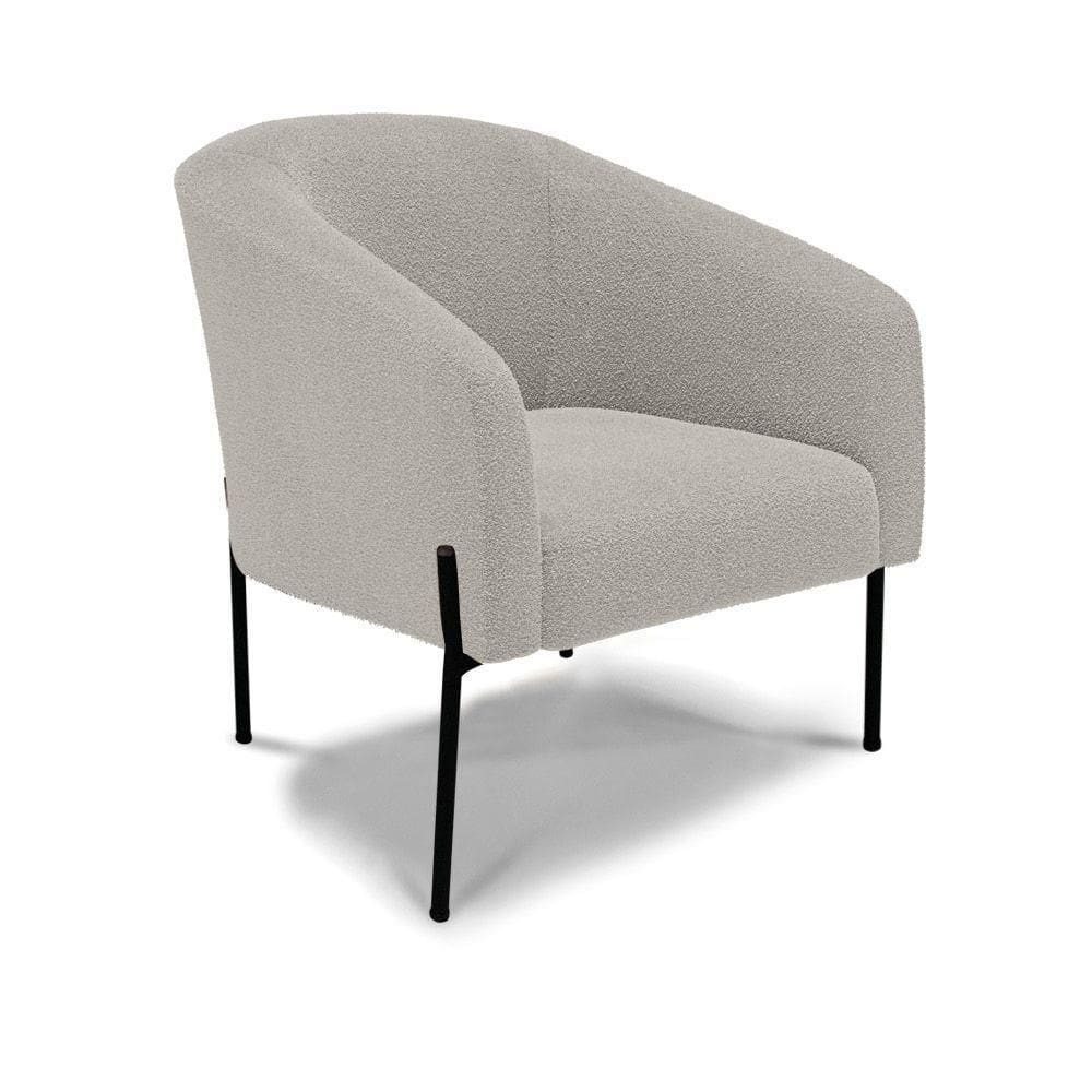 Poltrona Decorativa Pé De Ferro Preto Stella Bouclê Cinza D03 - D`rossi
