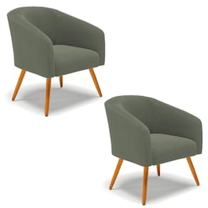 Poltrona Para Sala Pé Palito Castanho Kit 2 Stella Bouclê Menta D03 - D`rossi