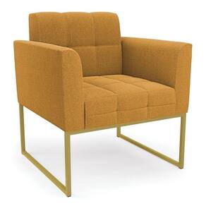 Poltrona Sala De Estar Industrial Dourado Elisa Bouclê D03 - D`rossi Cor Mostarda