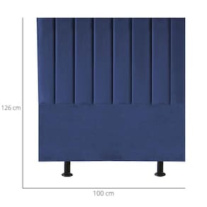 Cabeceira Estofada Cama Solteiro Box 100 Cm Carolina Veludo E Frame Cor:azul Marinho