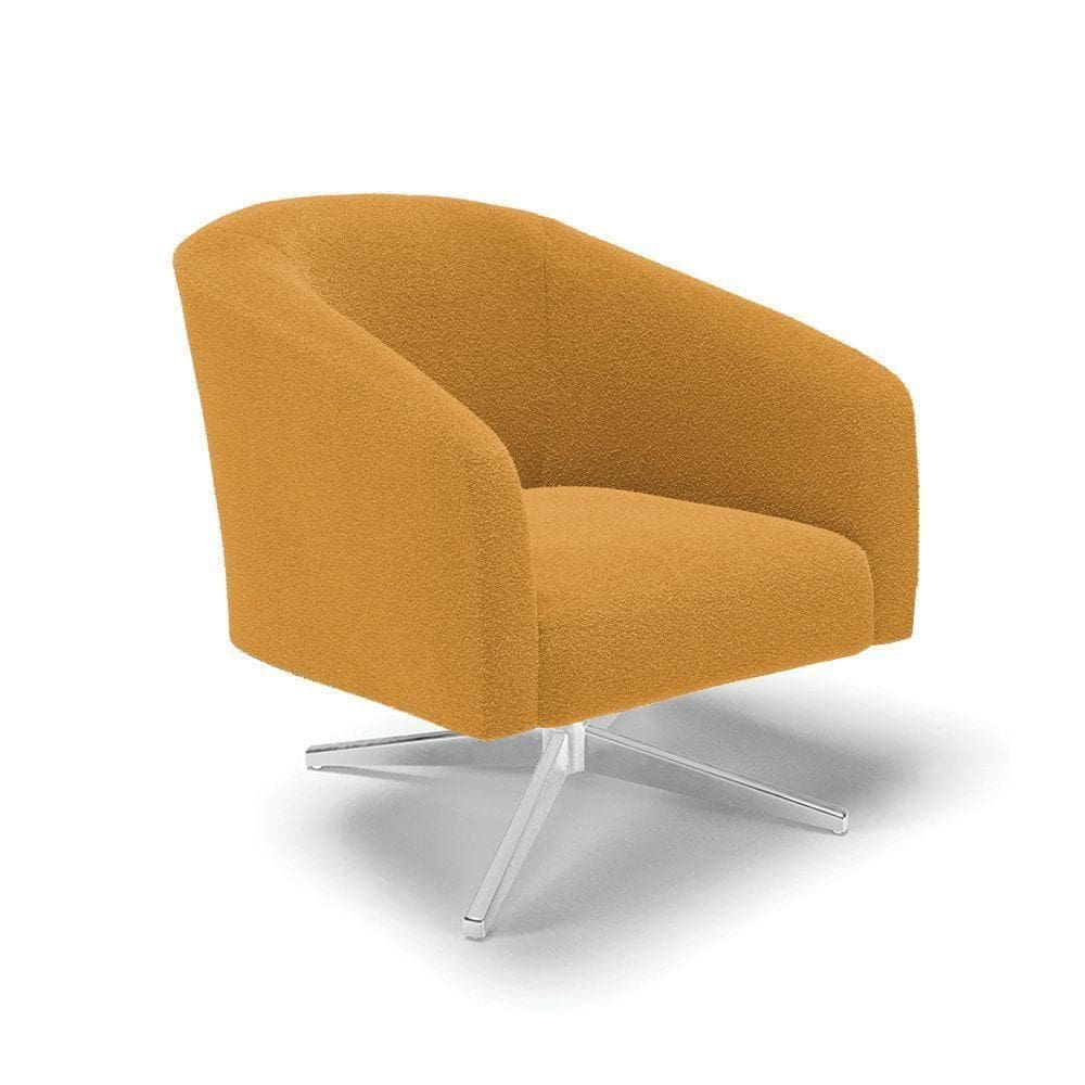 Poltrona Decorativa Base Giratória Cromada Stella Bouclê Mostarda D03 - D`rossi
