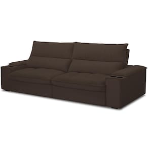 Sofá Retrátil Reclinável Para Sala De Estar Living 280cm Nápoles F04 Veludo Marrom - Lyam Decor