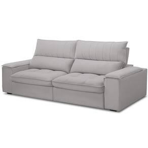 Sofá Retrátil Reclinável Para Sala De Estar Living 230cm Nápoles F04 Veludo Cinza - Lyam Decor