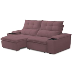 Sofá Retrátil Reclinável Para Sala De Estar Living 210cm ártico F04 Veludo Lilás - Lyam Decor