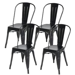 Kit Com 4 Cadeira Tolix Iron Aço Carbono Industrial - Preto Fosco