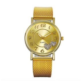 Kit Relógio Feminino Quartz Pulseira E Acessórios Dourado