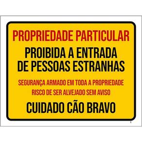 Kit 3 Placas Proibida Entrada Risco Alvejado Cão Bravo
