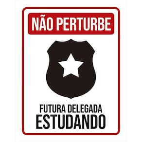 Placa Não Perturbe - Futura Delegada Estudando 36X46