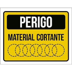 Placa Perigo Material Cortante Concertina Sinalização 36X46