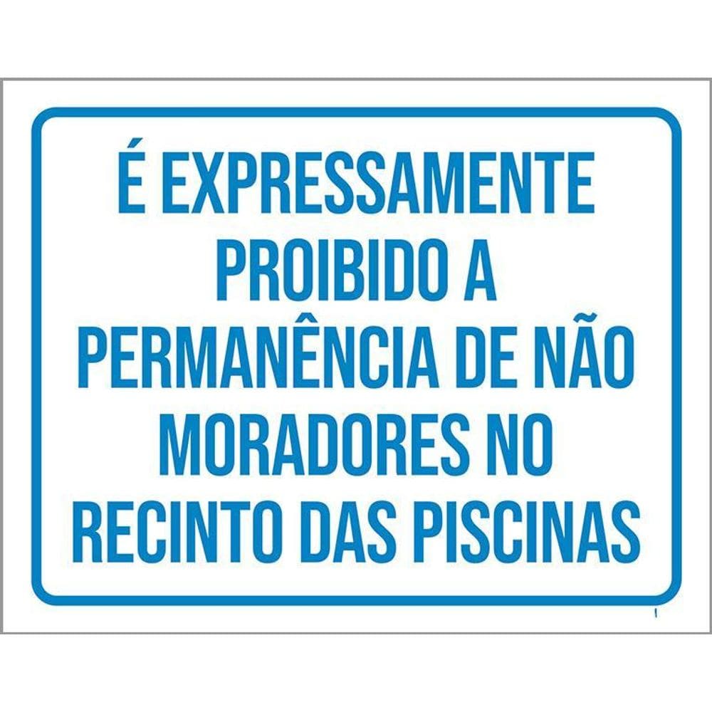 Kit 3 Placas Expressamente Proibido Não Moradores Piscinas