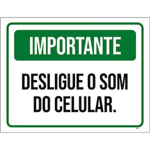 Kit 3 Placas Sinalização - Importante Desligue Som Celular