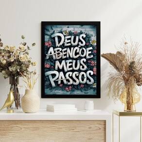 Quadro Decorativo Deus Abençoe Meus Passos 45X34Cm