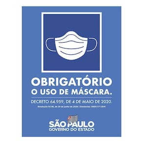 Placas Obrigatória Uso De Máscara 36X46 Padrão Governo Sp