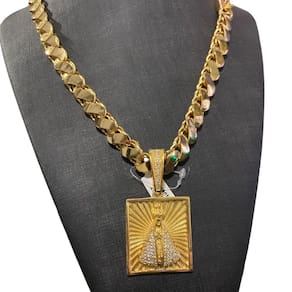 Cordão Friso S 13Mm + Pingente Nossa Senhora Banhado A Ouro