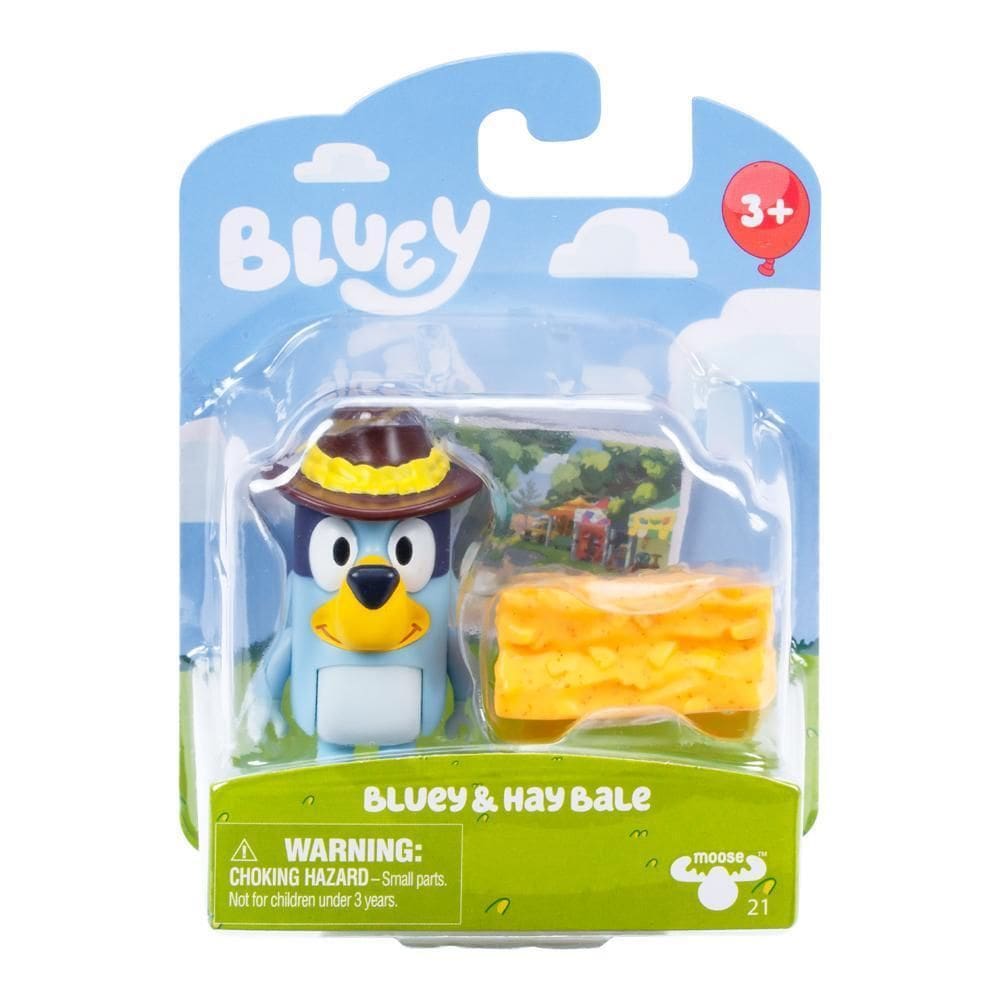 Boneco Colecionável 6Cm Bluey - Bluey E Fardo De Feno