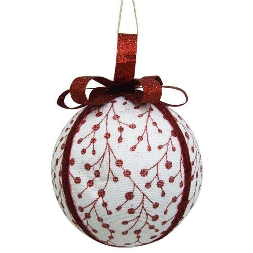 Enfeite De Natal Bola Vermelha/Branca Arvore/Mesa/Porta 10Cm