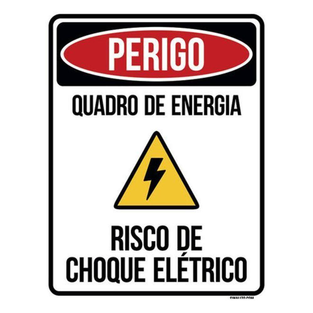 Kit 3 Placas Perigo Quadro Energia Risco Choque Elétrico