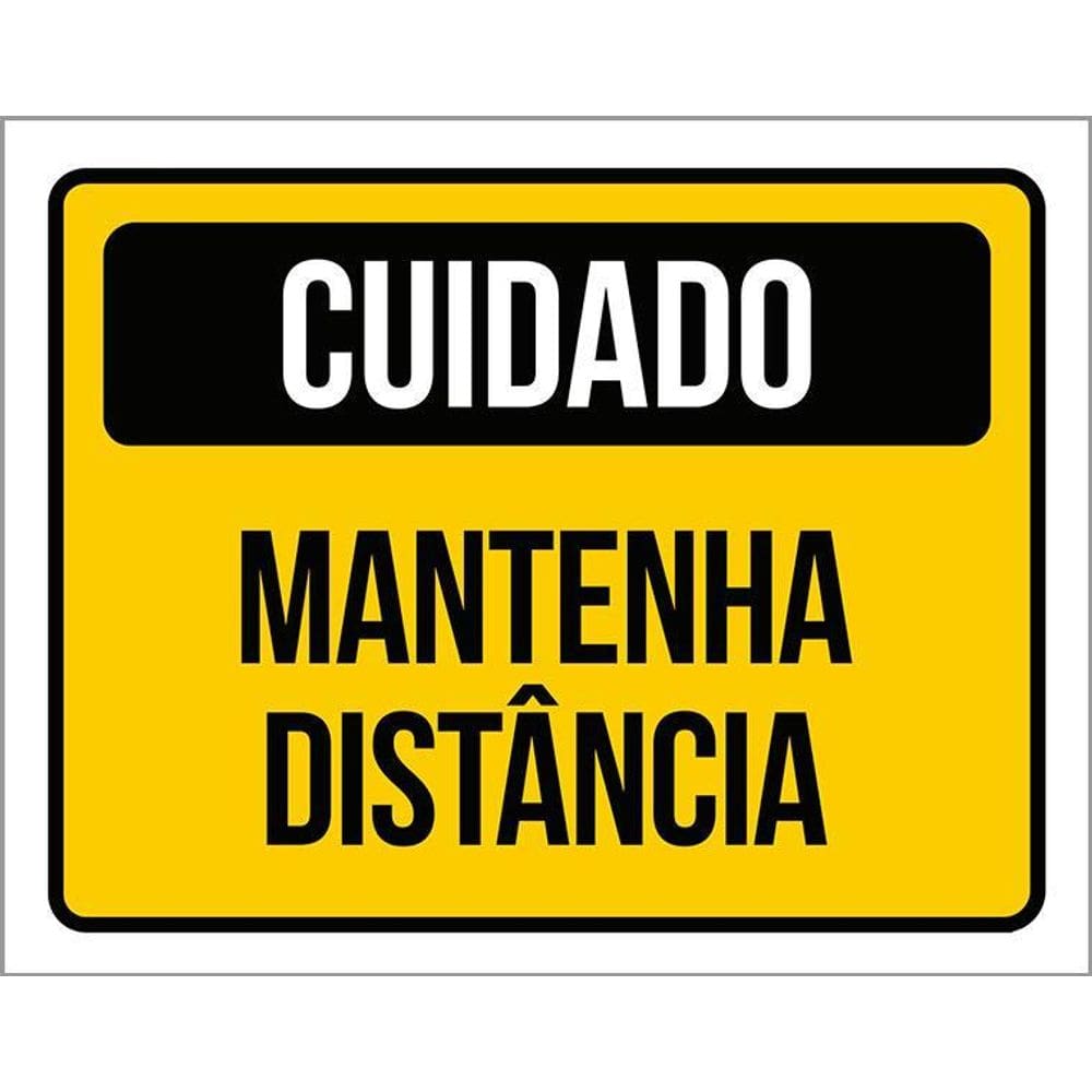 Kit 3 Placas Sinalização Cuidado Mantenha Distância