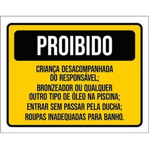 Kit 3 Placas Proibido Criança Desacompanhada Bronzeador