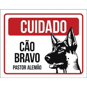 Placa Cuidado Cão Cachorro Bravo Pastor Alemão 36X46