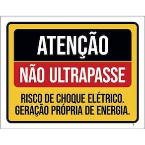 Kit 3 Placas Atenção Não Ultrapasse Risco Choque